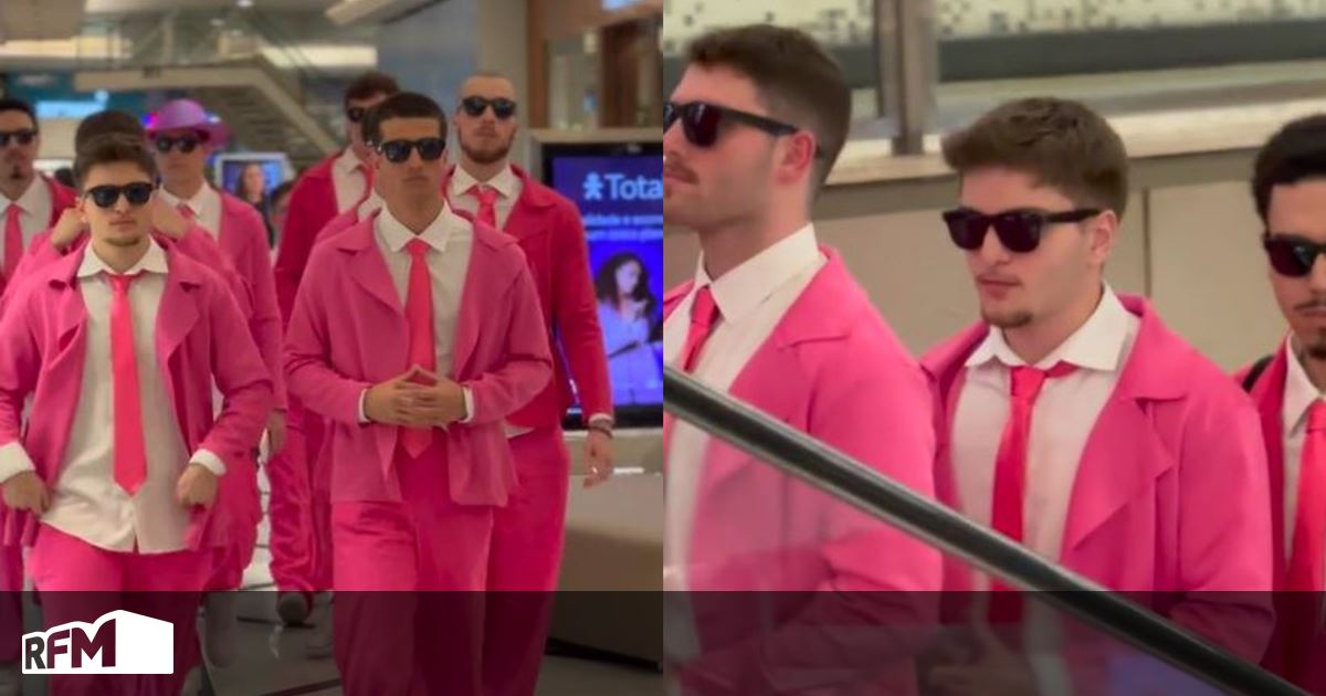 Grupo de amigos torna-se viral ao usar fato cor de rosa para assistir ao  filme Barbie
