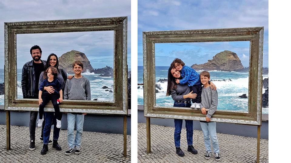 Rodrigo Gomes e família nas piscinas de Porto Moniz