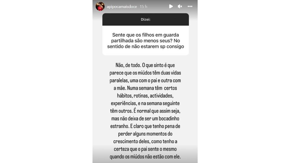 Story do Instagram de Ana Garcia Martins
